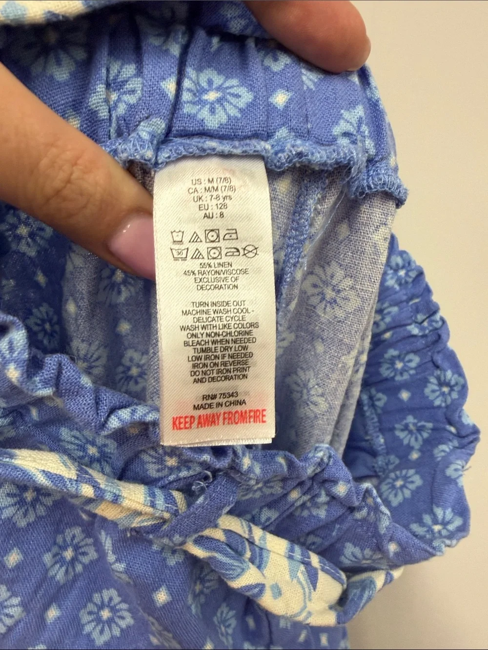 Sigrid Olsen Blue Printed Two-Piece Tank and Wide-Leg Set M 7/8